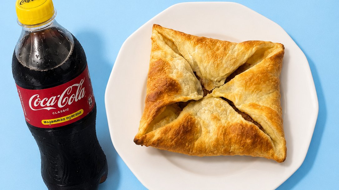 Лобиани из слоёного теста + Coca-Cola