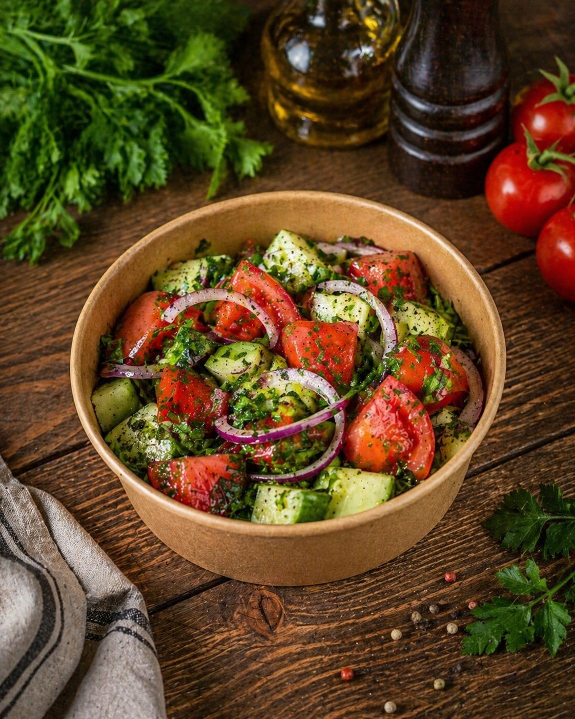 Cucumber salad with walnut sauce.